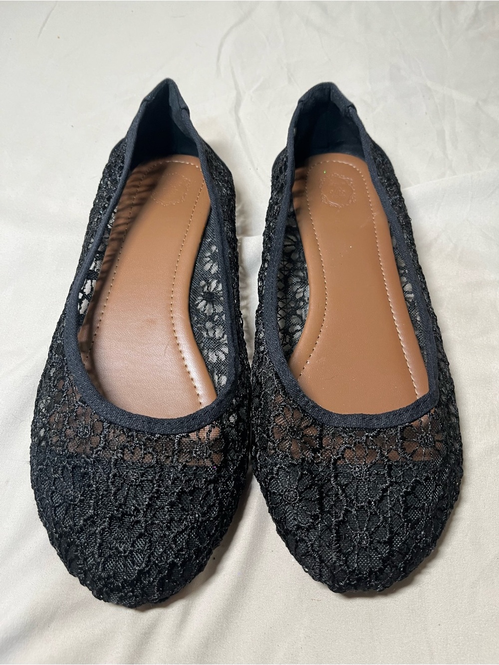 Ollio Black Lace Flats - Women's Comfortable Slip-On - Size 9.5